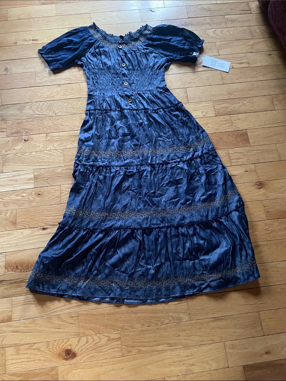 Navy Smocked Tiered Maxi Dress - Women